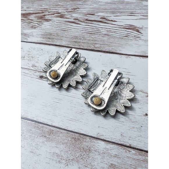 Vintage The Original Arizona Jean Company Clip On Earrings Silver Tone - Picture 5 of 8